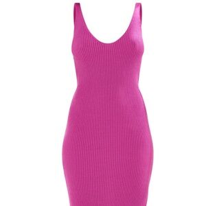 Hot Pink maternity ribbed knitted maxi dress